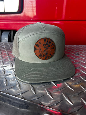 Olive Green Richardson 7 Panel Brown Leather Patch